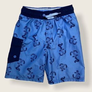Cat & Jack Boys Blue Anchor Swim Trunks Small 5/6